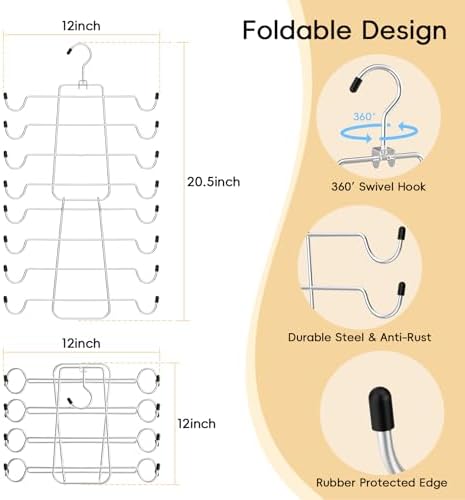 TomCare 4 Pack Space Saving Hangers, 2 Tank Top and 2 Leggings Organizers