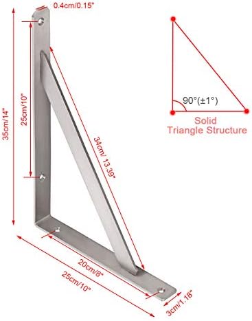 YUMORE 14 Inch Shelf Bracket, Heavy Duty L Bracket, 2 Pack