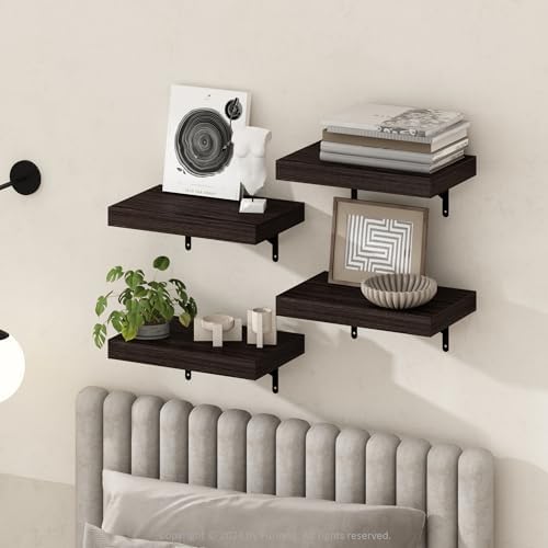 Furinno Tanna Floating Shelves for Wall Set of 4, 15-Inch Wall Shelf, Triple Thick Floating Mounted Shelf, for Bathroom,