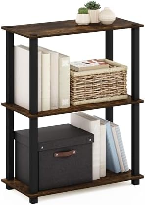 Furinno TURN-S-TUBE Storage Shelves, 3-Tier Book Shelf, Corner Shelf, Toolless Open Shelves, for Organization and Storag