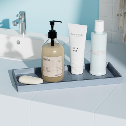 Vanity and Bathroom Tray, 11.8" ABS Countertop Organizer,Waterproof Vanity Tray for Toilet Tank,Perfume,Soap,Keys,Bathro