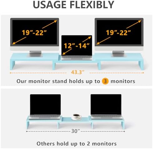 TAVR Dual Monitor Stand Riser, Wooden Computer Monitor Stand for 2 Monitors