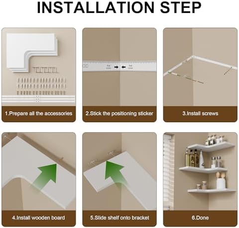 Corner Floating Shelves for Wall Mounted L-Shaped Wood Corner Wall Shelf, Hanging Shelf for Bathroom, Bedroom, Kitchen, 