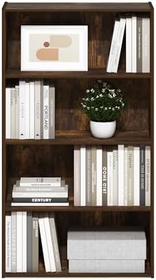 Furinno PASIR Book Shelf, 4-Tier Bookshelf, Bookcase with Open Shelf, 9.4 x 23.6 x 41.7, for Living Room, Bedroom, Home 