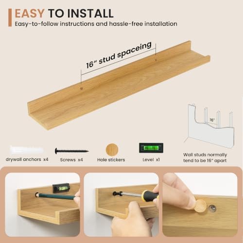 Dreamland Picture Ledge Shelf for Wall, Floating Shelves Set of 2,30 inch Long Floating Shelves with Lip for Living Room