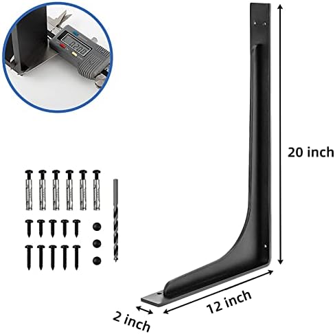 20 x 12 INCH Shelf Brackets,L Shelf Brackets, Vertical Angle, Premium Alloy Metal Heavy Duty Shelf Bracket, high Strengt