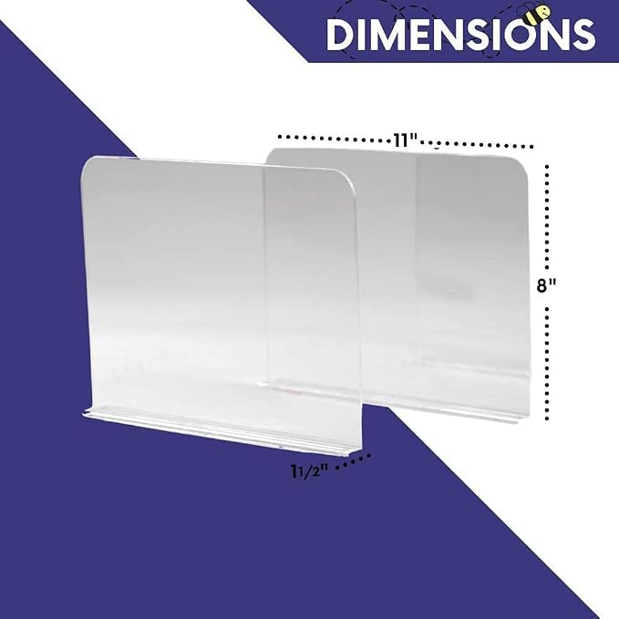 Bee Neat Closet Acrylic Shelf Dividers, Closet Organizer, 6 Pack, 8" x11 ⅝ | Clear Acrylic Shelf Dividers for Organizing Closet Clothes, Towels, Sweaters, Purses & Books