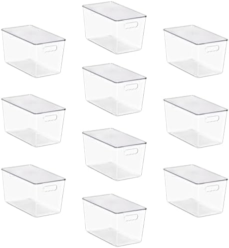 Sorbus Clear Storage Bins with Lids for Kitchen (Extra Large, 10 Pack)
