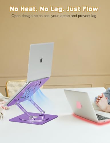 Adjustable Rotating Laptop Stand for Desk, Aluminum Riser,Purple