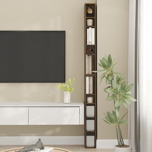 Furinno Fulda Book Shelf, 10-Tier Bookshelf, Space Saving Storage Shelf Bookcase, 9.2 x 5.9 x 78.7, for Living Room, Bed