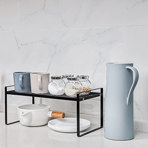 Shantton Cabinet Shelf Organizer, Pantry Shelf Rack, Black 16x8.3x7.3