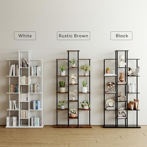 5 Tier Narrow Bookshelf, Tall Skinny Bookshelf, Slim Open Bookcase Corner