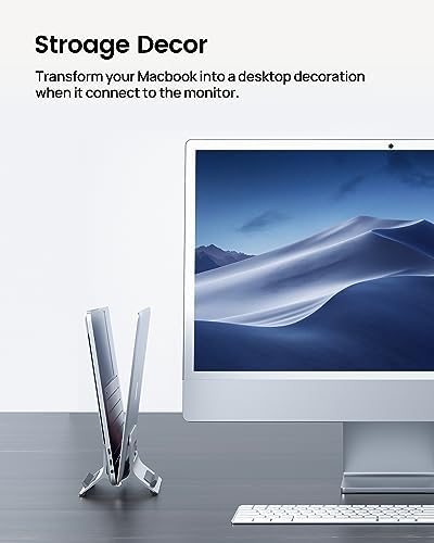SODI Vertical Laptop Stand for Desk, Gravity Auto Lock Vertical MacBook Stand, Aluminum Laptop Vertical Dock Stand Holde