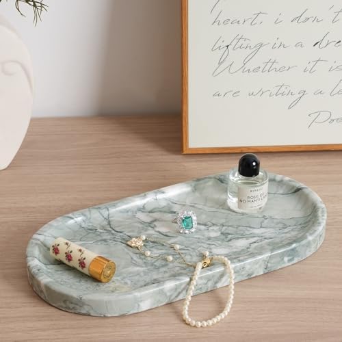 Koville Marble Bathroom Tray for Countertop, Vanity Tray Stone Trays for Decor, Natural Marble Decorative Tray for Dress