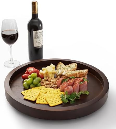 TIDITA 16" Rotating Wooden Lazy Susan Organizer for Tabletop (Walnut Color)
