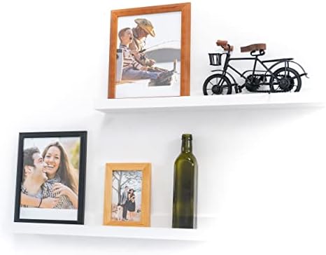 Picture Shelf, Greenco Set of 2 Wall Mounted Photo Ledge Floating Shelves for Bedroom, Living Room, Kitchen, Bathroom, N