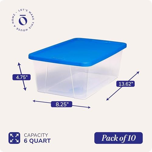 HOMZ Snaplock, Small Clear Plastic Storage Organizer Bins w/Lids, 10 Pack
