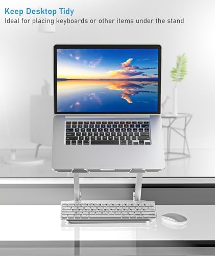 BoYata Laptop Stand, Adjustable Aluminum Riser for 15-Inch Laptops, Silver