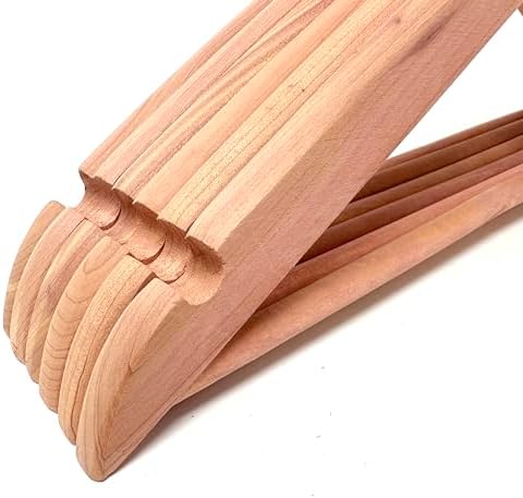 Cedar Elements Aromatic Cedar Adult Hangers for Business Suits Shirts Dresses Sweaters Pant hanging12PK (with Pant bar)
