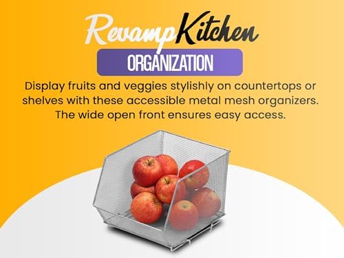 YBM HOME Kitchen Pantry Organizer Wire Baskets for Shelves, Cabinets, Pantry, Countertop, Mesh Open Storage Bin Metal Ba