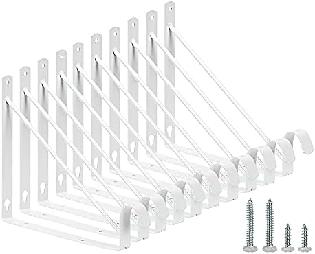 Closet Rod Brackets 10x11in, 10 Pack Closet Shelf Brackets, White