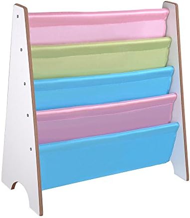 Yescom Wood Kids Book Shelf Sling Storage Rack Organizer Bookcase Display