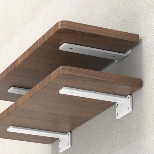 White Heavy Duty Iron Shelf Brackets,6 inch,Floating Brackets Upgraded, Heavy Duty Iron Shelf Brackets, Industrial Moder