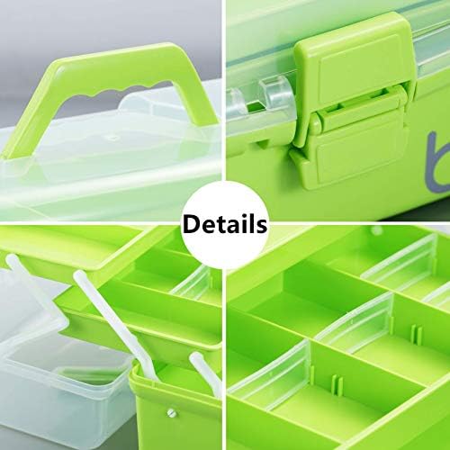 Kinsorcai 12'' Three-Layer Clear Plastic Storage Box/Tool Box, Multipurpose Organizer and Portable Handled Storage Case 