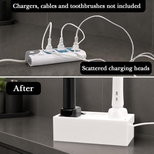Linkidea Compact Bathroom Cable Organizer Box for Electric Toothbrush Chargers, Small Cord Hider Storage Case, Acrylic C