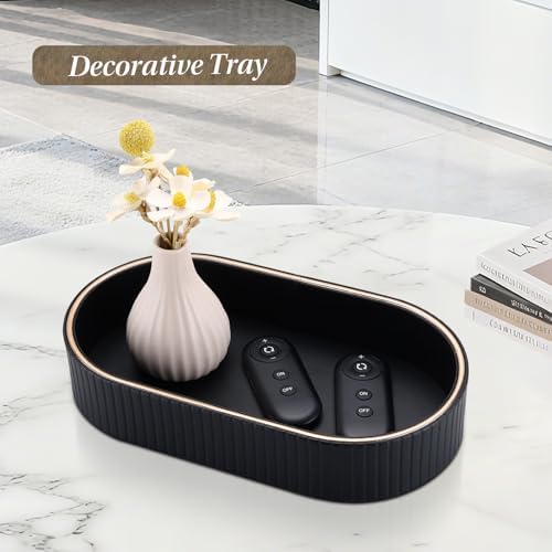 GORESE PU Leather Valet Tray Nightstand Organizer, Oval Perfume Trays Key Bowl Jewelry Dish for Bedside Dresser Entryway