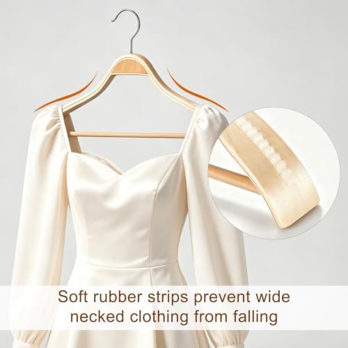 TOPIA HANGER 8 Pack Wide Shoulder Wooden Suit Hangers for Men Women Natural