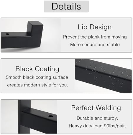 OVOV 4 Pack Heavy Duty Shelf Brackets 6 Inch Metal Shelf Supports Black
