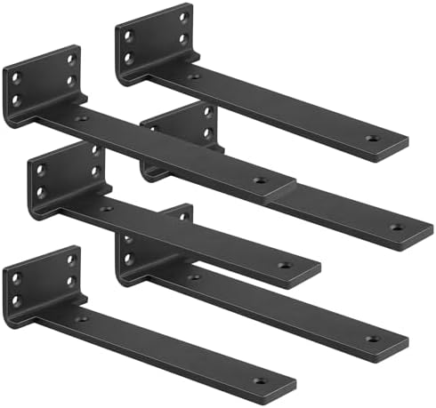 Black Floating Shelf Brackets 12 inch 6 Pack L Brackets for Floating Shelves Metal Heavy Duty Shelf Bracket for DIY Shel