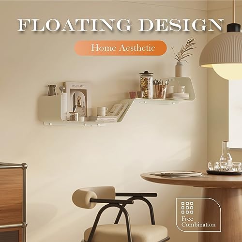 Sttoraboks Floating Shelves - Set of 3 Wall Mounted Metal Shelves with Unique Design for Wall Storage, Book Shelf, Displ