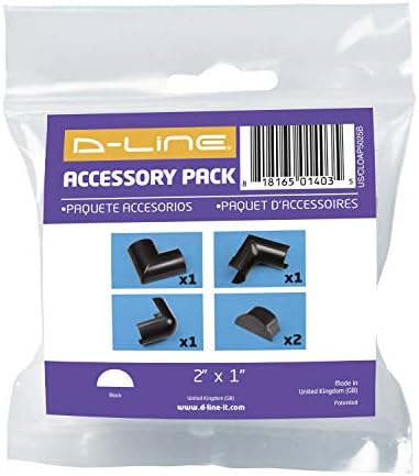 D-Line Large Cable Raceway Accessory Pack, Join 2in x 1in Cord Cover Lengths, 5 Accessories Included, Hide Cords Around 