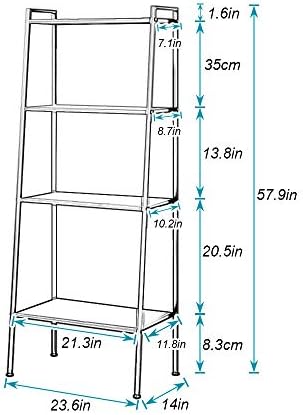 soges Industrial Ladder Shelf Bookcase 4-Tier Bookshelf Storage Rack Shelves Free Standing Metal Display Shelf Plant Flo