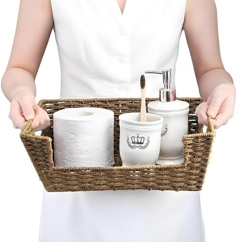 2 Pack Open Front Storage Baskets, Built-in Handles