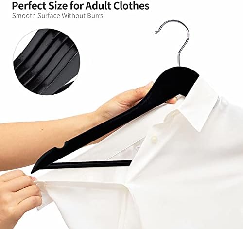 Solid Wooden Hangers 20 Pack, Wood Suit Hangers with Extra Smooth Finish, Precisely Cut Notches and Chrome Swivel Hook, Wooden Clothes Hangers for Shirt Coat Jacket Dress, Black
