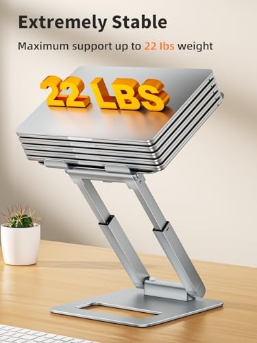 tounee Laptop Stand for Desk Adjustable Height, Telescopic Computer Stand with Pull Out Design Ergonomic Laptop Riser Fi