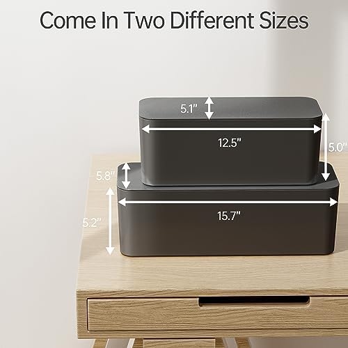 YECAYE 2 Pack Cable Management Box, Pet Friendly Cable Box Organizer for Home & Office, Child-Proof Floor Cord Cover, Co
