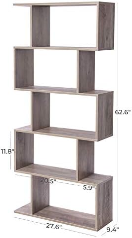VASAGLE 5-Tier Bookcase, Open Storage, 27.6 x 9.4 x 62.6 Inches
