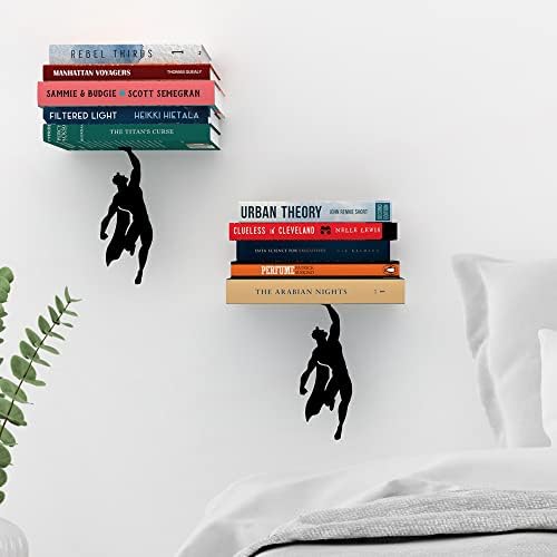 Floating Bookshelf - 2x Supershelf - Invisible Hanging Wall Shelf for Books