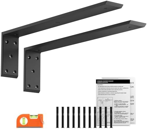 20 Inch Countertop Support Brackets 2 Pack, 3/8" Thick Floating L Brackets