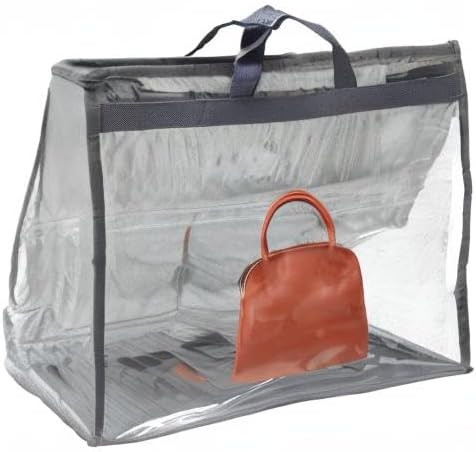 PATIKIL Handbag Dust Bags, 2 Pack Clear Purse Storage Organizer XXL Size PVC Dustproof Handbag Cover Transparent Purse Protector, Gray