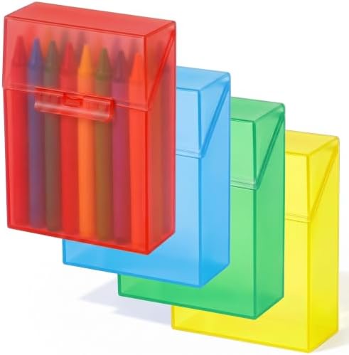 Clabby 4 Pcs Clear Plastic Crayon Boxes Hold 24 Count, Primary