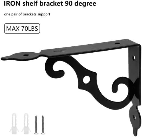 Luomorgo L Bracket Decorative Shelf Brackets, 5.4 Inch, Black, 2 Pcs