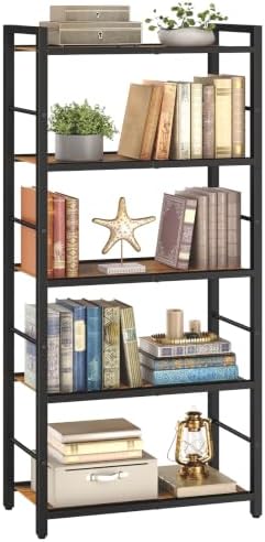 HOOBRO 5-Tier Bookshelf, Standing Tall Bookcase, Vertical Storage Shelf
