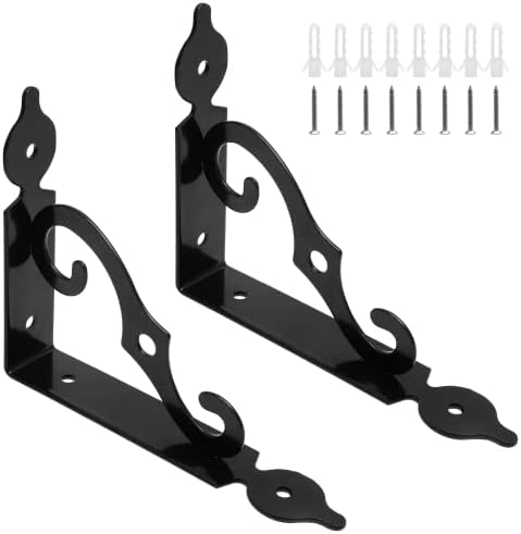 Luomorgo L Bracket Decorative Shelf Brackets, 5.4 Inch, Black, 2 Pcs