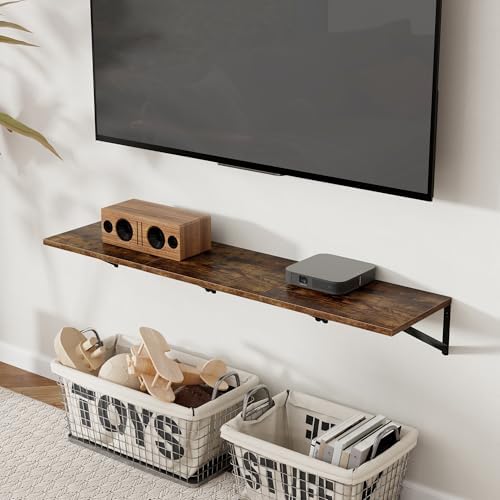 Axeman Deep Floating Shelves for Wall, 16W x 12D Rustic Wood Wall Shelves Set of 2, 12 Inch Deep Large Floating Shelves 
