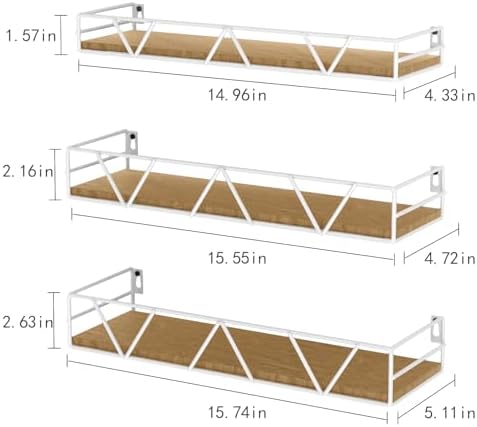 Floating Shelves Set of 3, Wood Wall Shelf, Farmhouse Shelf for Bedroom
